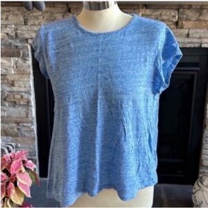 Joie Linen Azure Blue Short Sleeve Top